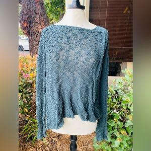 Long sleeve, gray, braided detail, sweater- fits size M/L